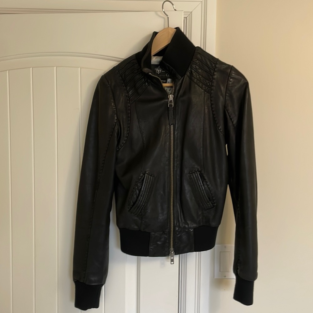 Mackage exclusively for Aritzia. Black leather bomber. Xs. In great condition.